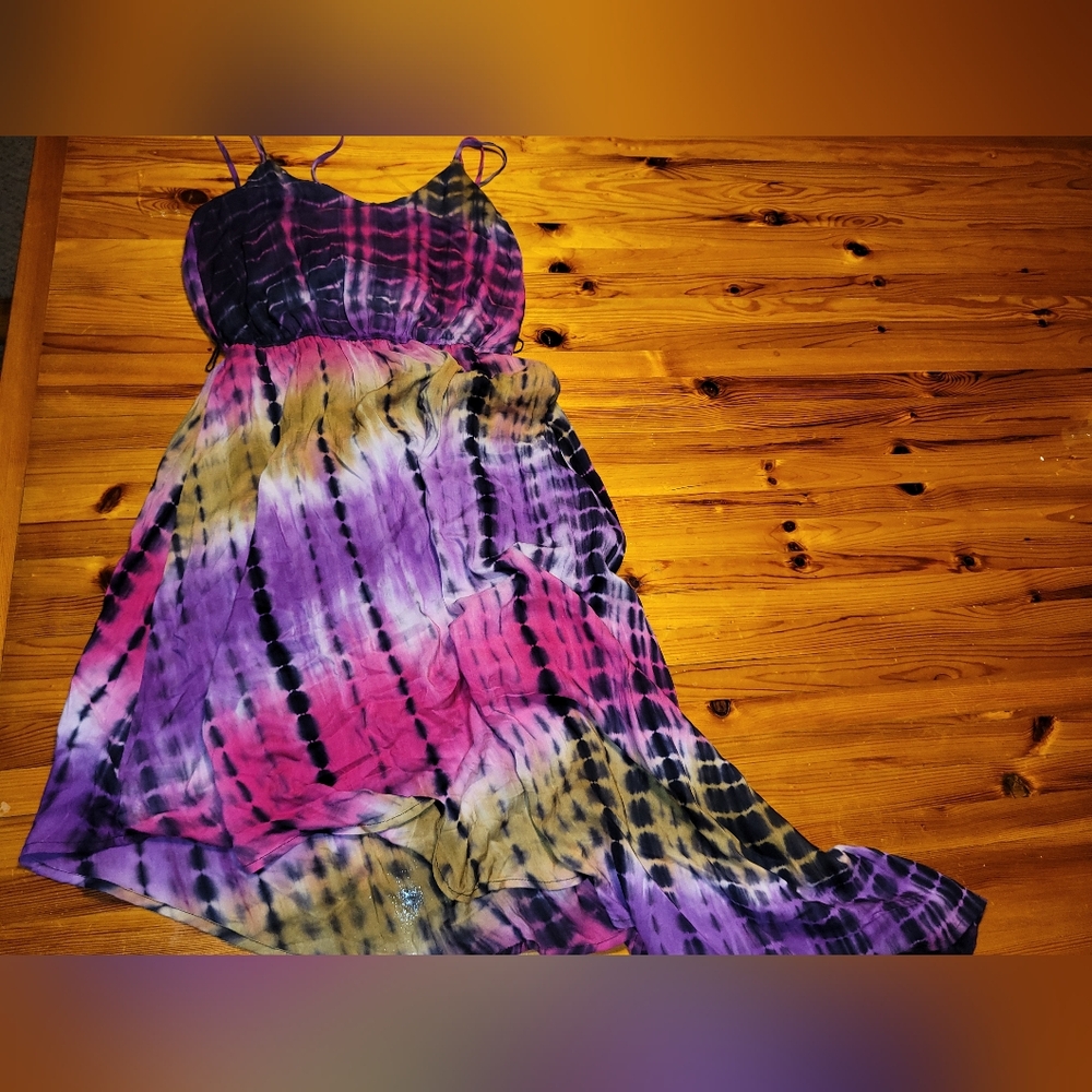 Women’s Purple Tie-Dye Spaghetti Strap Dress